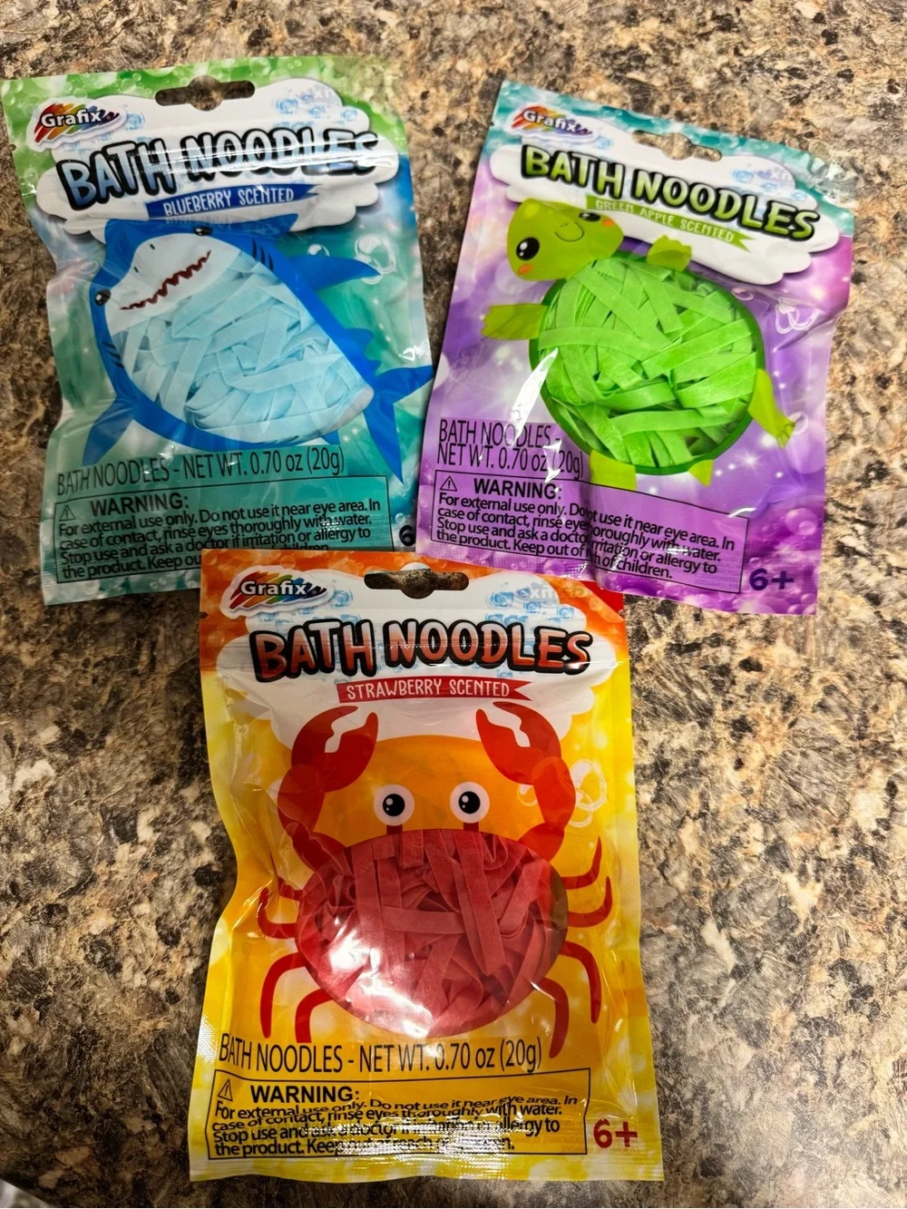 New Grafix Bath Noodles - Kids Bath Toys (Shark, Turtle, Crab)
